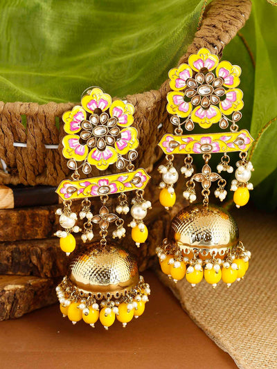 earrings - Bling Bag Lemon Fulwari Jhumki Earrings
