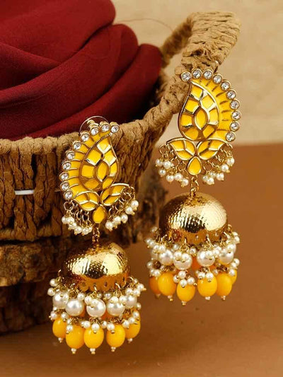 earrings - Bling Bag Lemon Kamesvari Jhumki Earrings