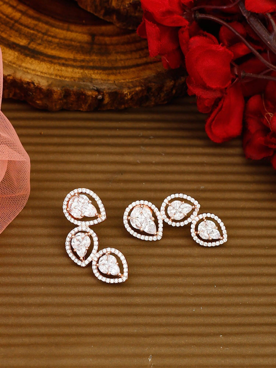 earrings - Bling Bag Rose Gold Lifisa Zirconia Studs