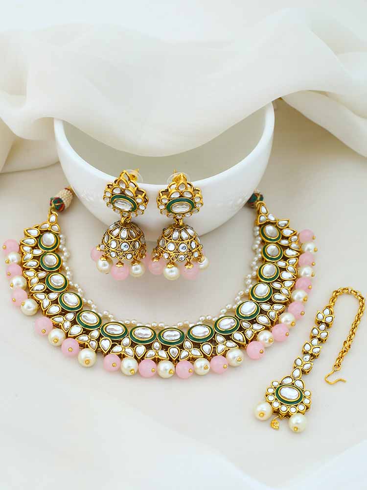 Lilac Tavasya Kundan Jewellery Set