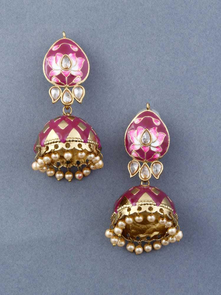 Magenta Rudra Jhumkis - Bling Bag