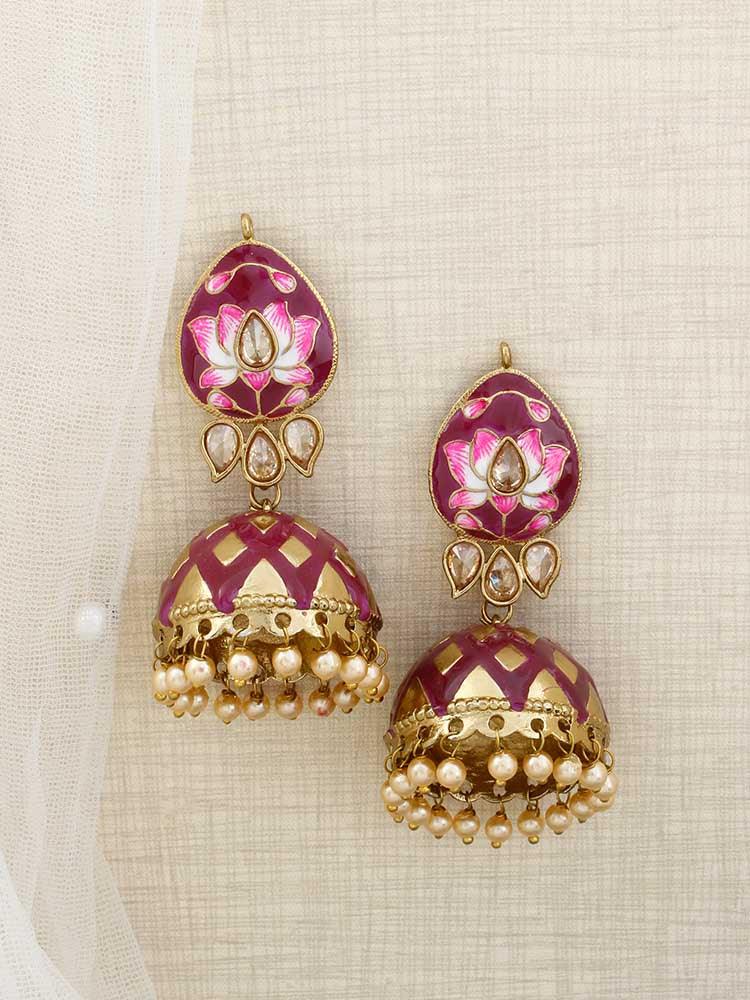 Magenta Rudra Jhumkis - Bling Bag