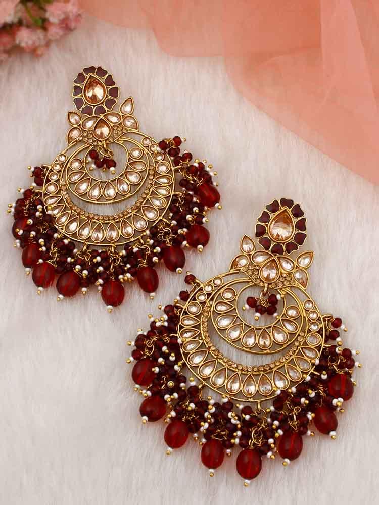Maroon Jivika Chandbalis - Bling Bag