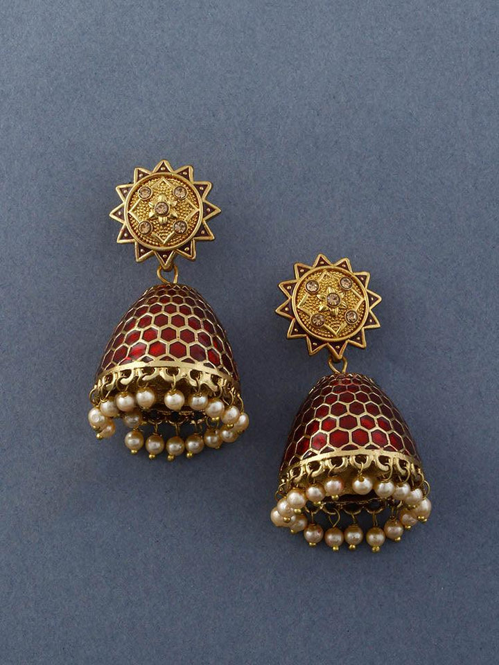 Maroon Bell Jhumkis - Bling Bag