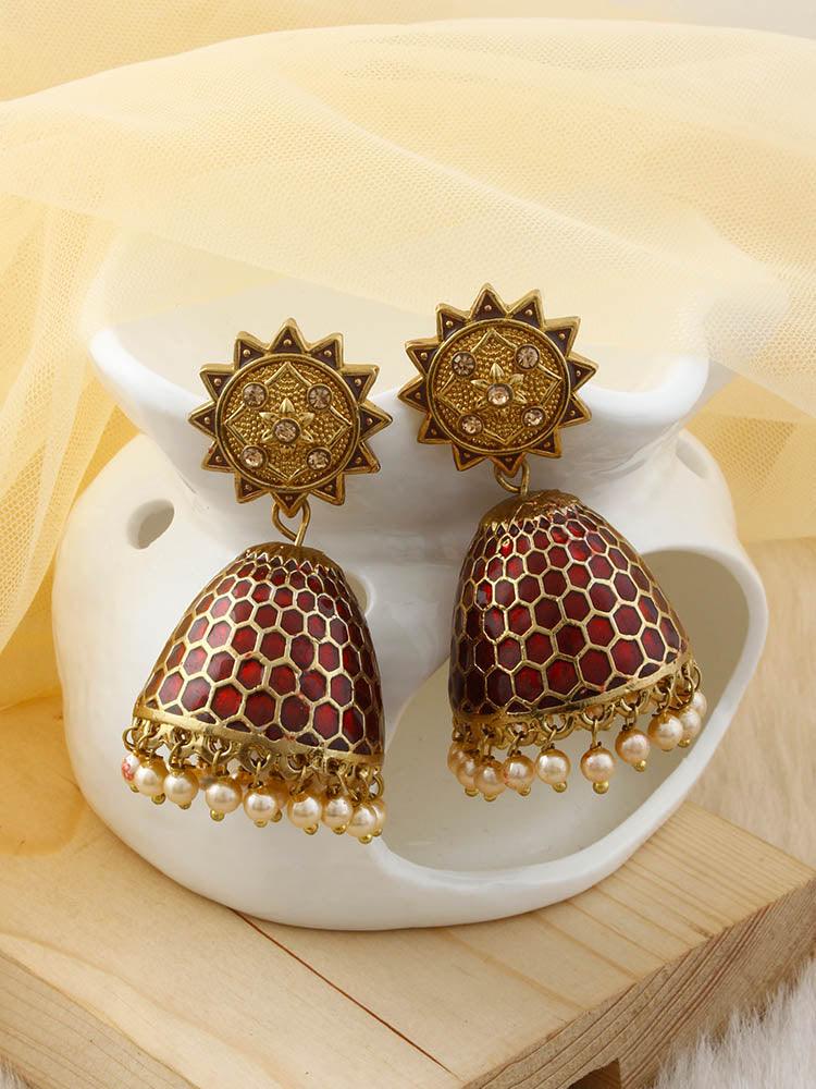 Maroon Bell Jhumkis - Bling Bag