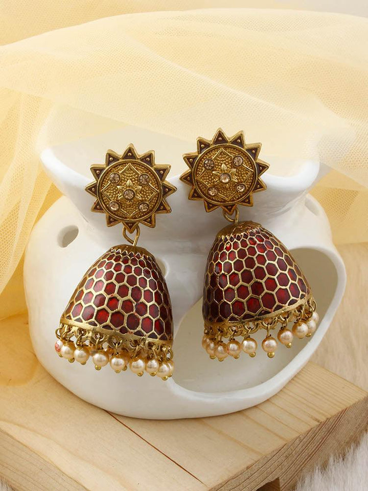 Maroon Bell Jhumkis - Bling Bag