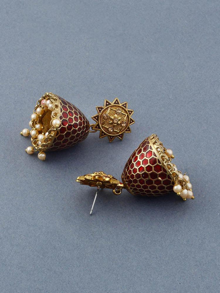 Maroon Bell Jhumkis - Bling Bag