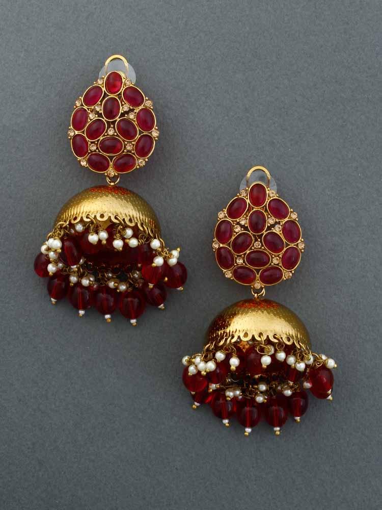 Maroon Bubble Jhumkis - Bling Bag