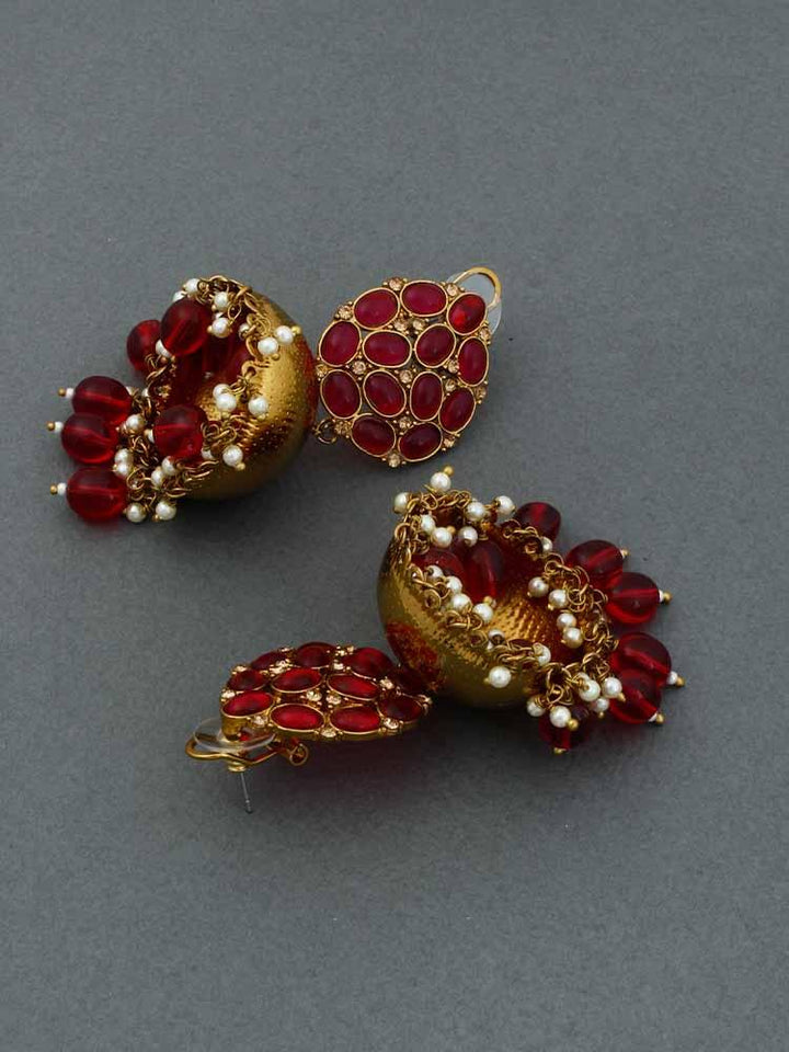 Maroon Bubble Jhumkis - Bling Bag