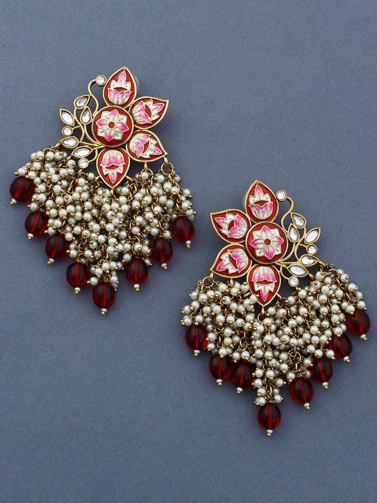 Maroon Chakrika Designer Earrings - Bling Bag