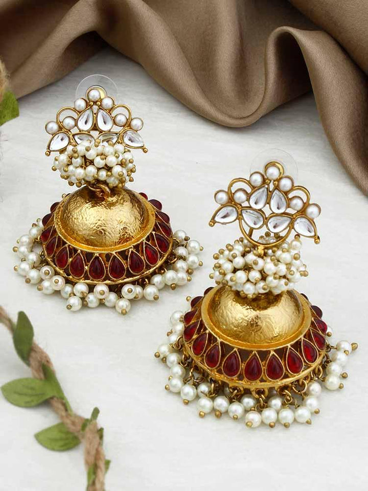 Maroon Hastha Jhumkis - Bling Bag