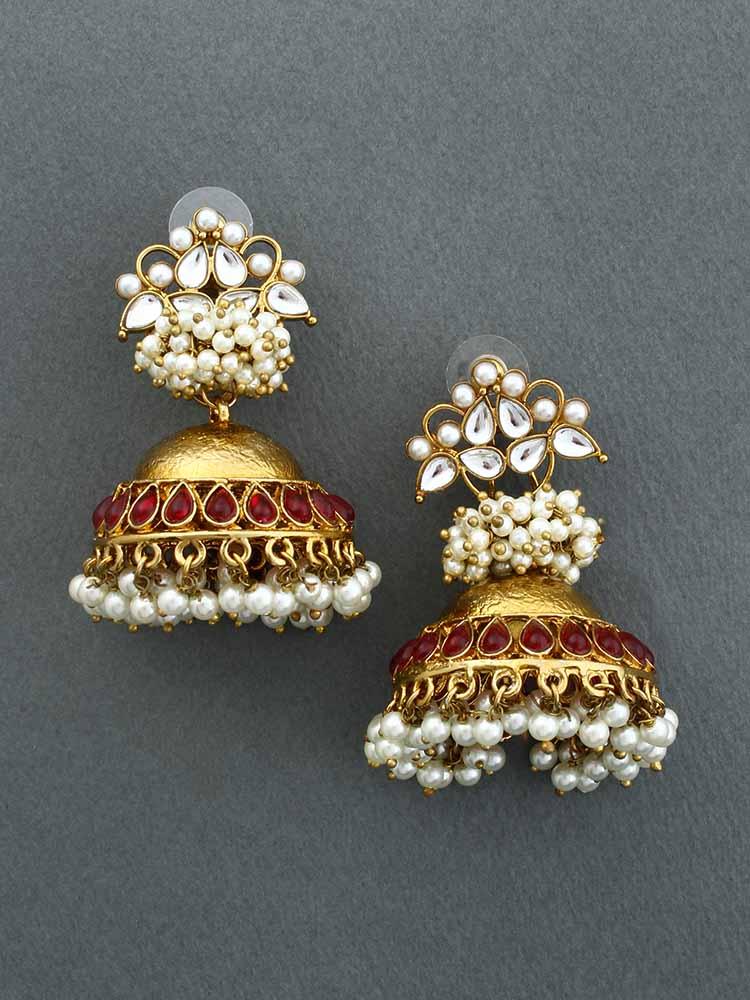 Maroon Hastha Jhumkis - Bling Bag