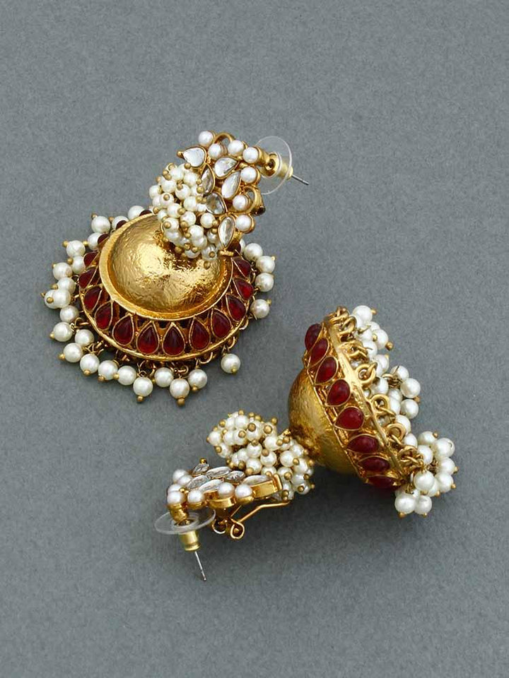 Maroon Hastha Jhumkis - Bling Bag