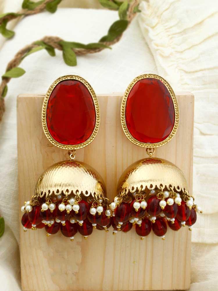 Maroon Magna Shesha Jhumkis - Bling Bag