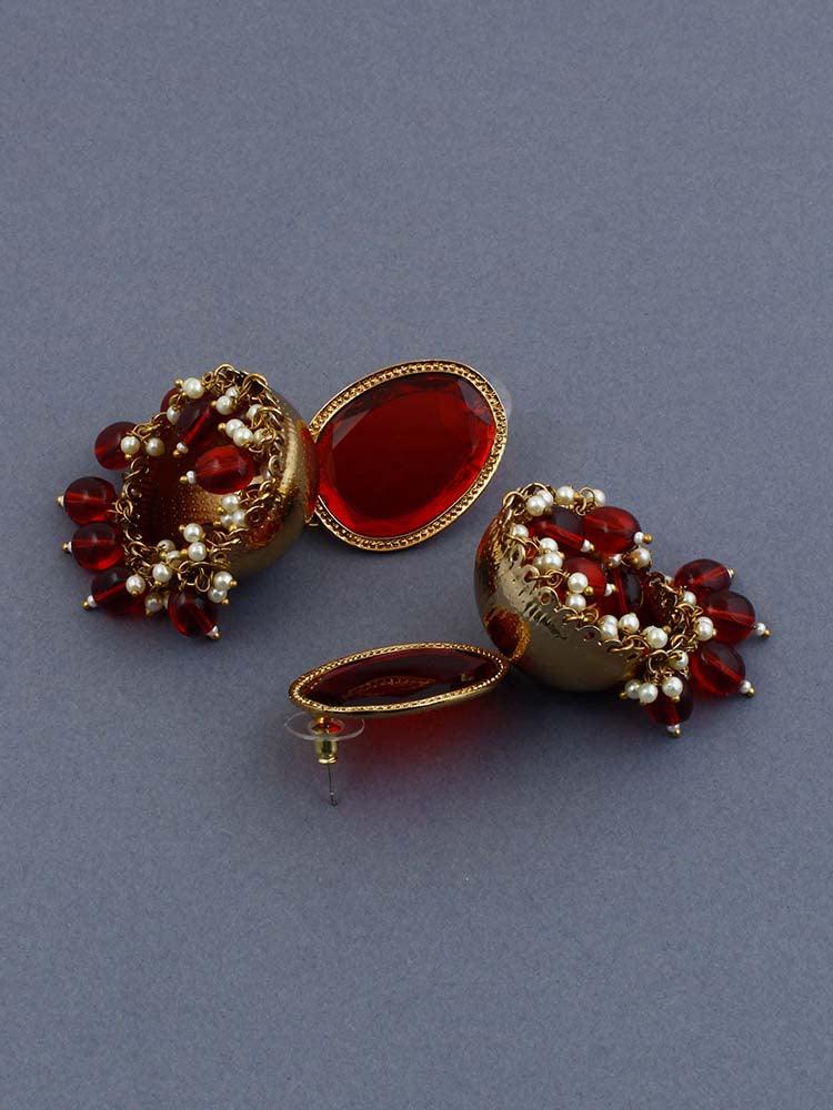 Maroon Magna Shesha Jhumkis - Bling Bag