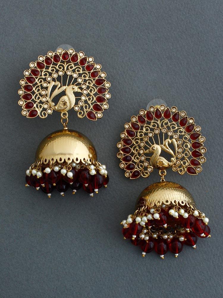 Maroon Mayu Jhumkis - Bling Bag