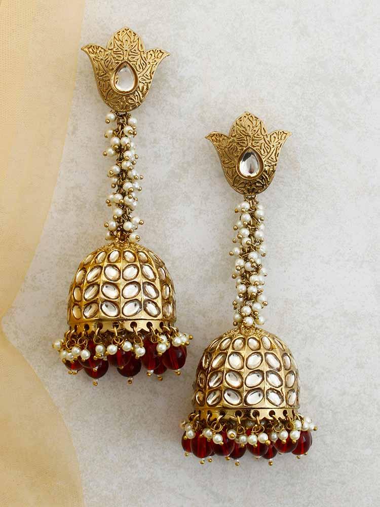 Maroon Rajkumari Jhumkis - Bling Bag