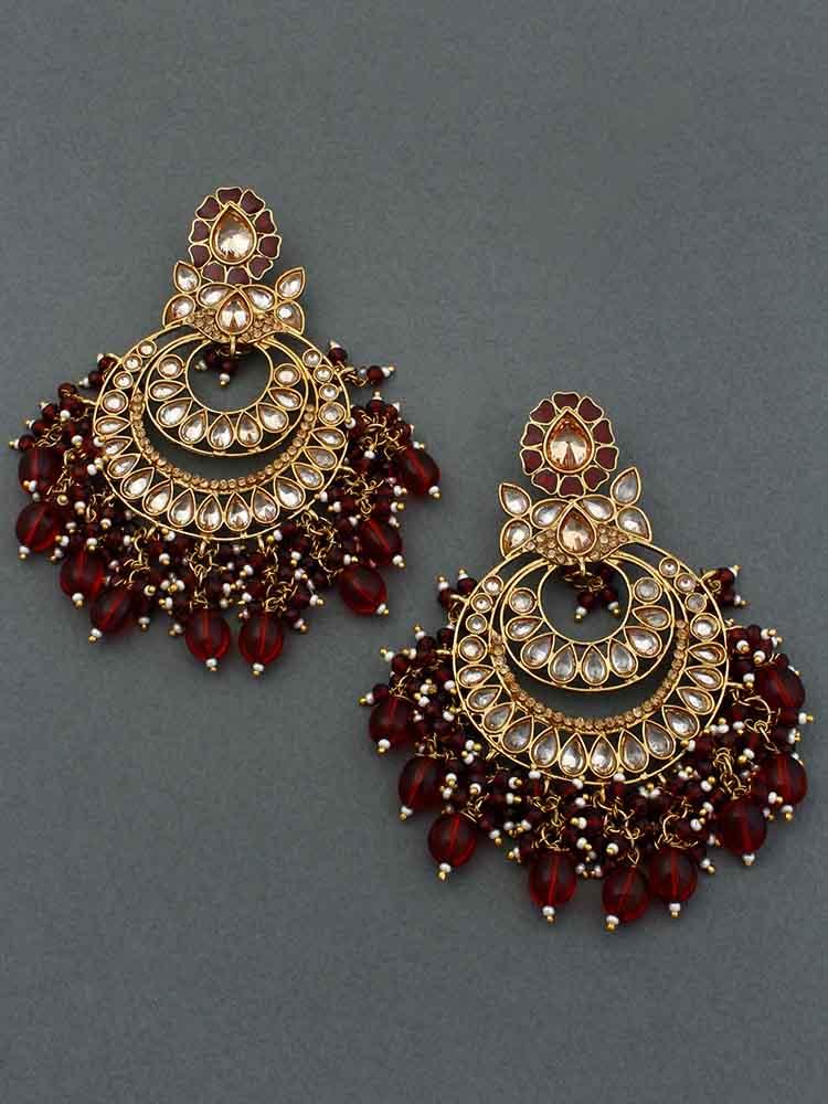 Maroon Jivika Chandbalis - Bling Bag