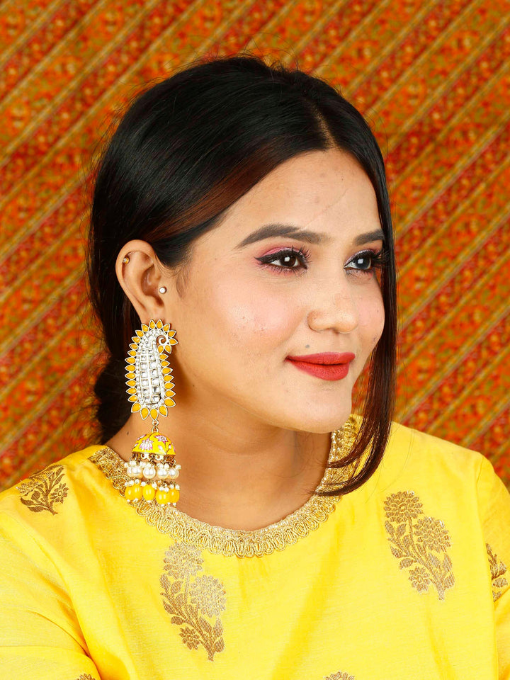 earrings - Bling Bag Mustard Kaashi Designer Jhumkis
