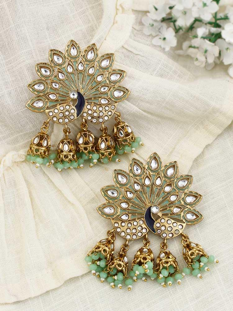 Mint Mayur Jhumkis - Bling Bag