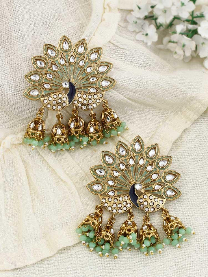 Mint Mayur Jhumkis - Bling Bag