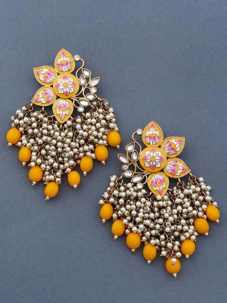 Mustard Chakrika Designer Earrings - Bling Bag