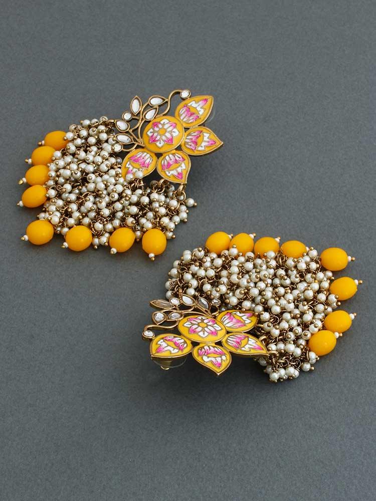 Mustard Chakrika Designer Earrings - Bling Bag