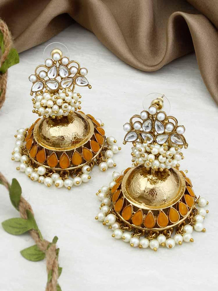 Mustard Hastha Jhumkis - Bling Bag