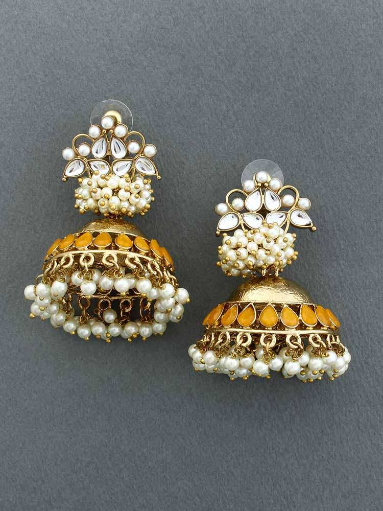 Mustard Hastha Jhumkis - Bling Bag