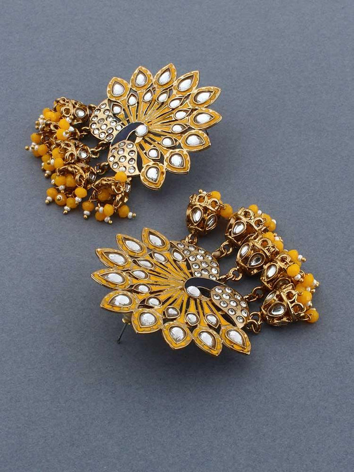 Mustard Mayur Jhumkis - Bling Bag