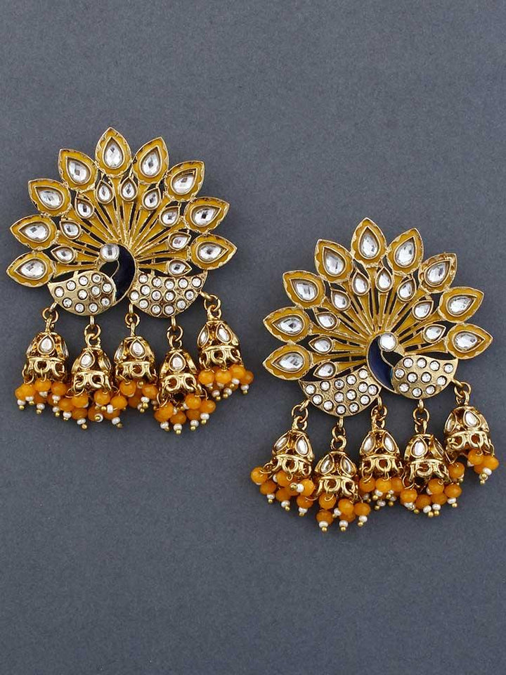 Mustard Mayur Jhumkis - Bling Bag