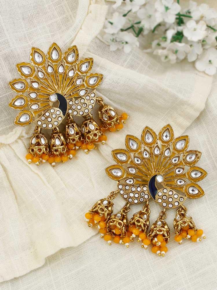 Mustard Mayur Jhumkis - Bling Bag