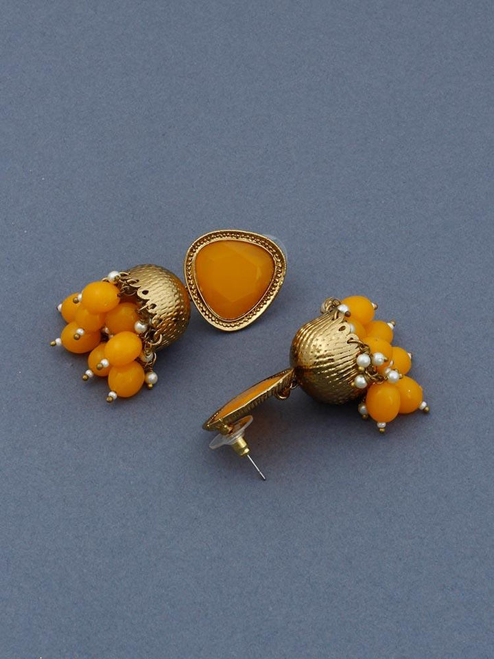 Mustard Mini Shesha Jhumkis - Bling Bag