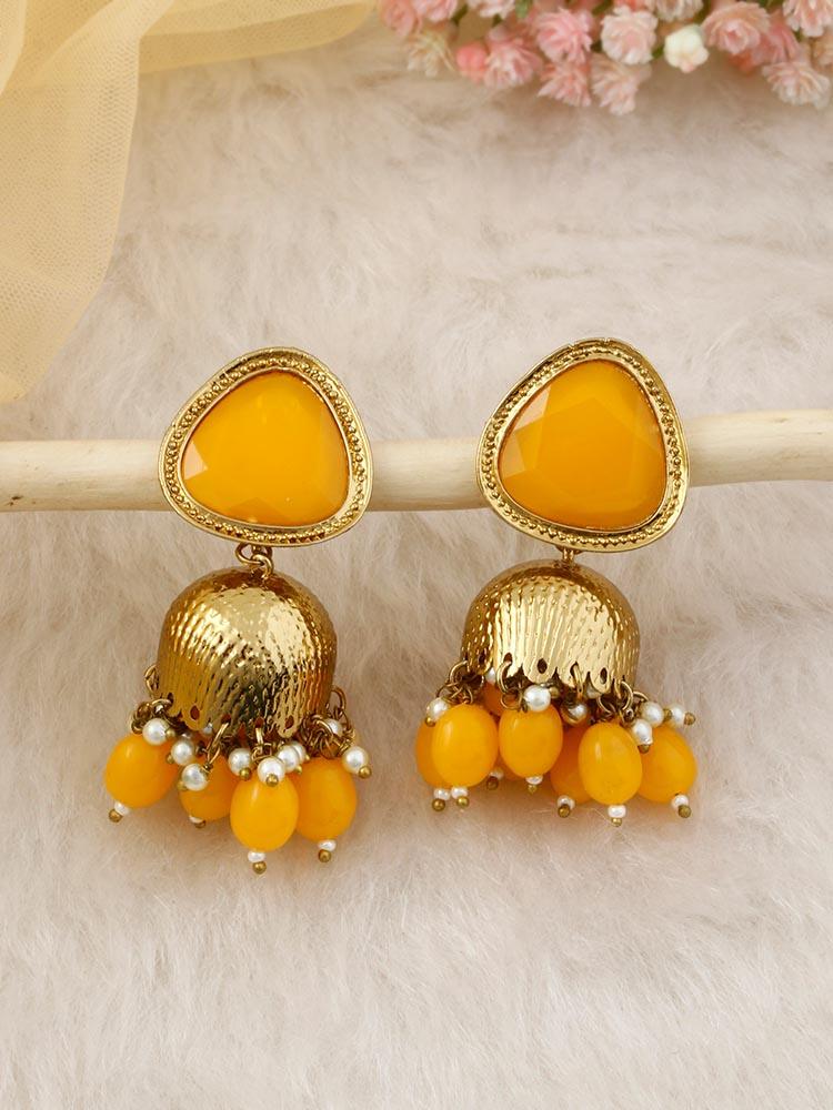 Mustard Mini Shesha Jhumkis - Bling Bag