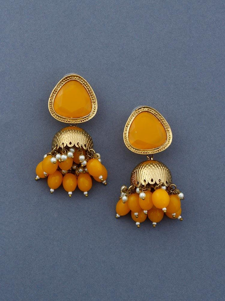 Mustard Mini Shesha Jhumkis - Bling Bag