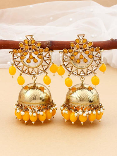 Buy the Yellow Bohemian Enameled Tassel Earrings | JaeBee Jewelry
