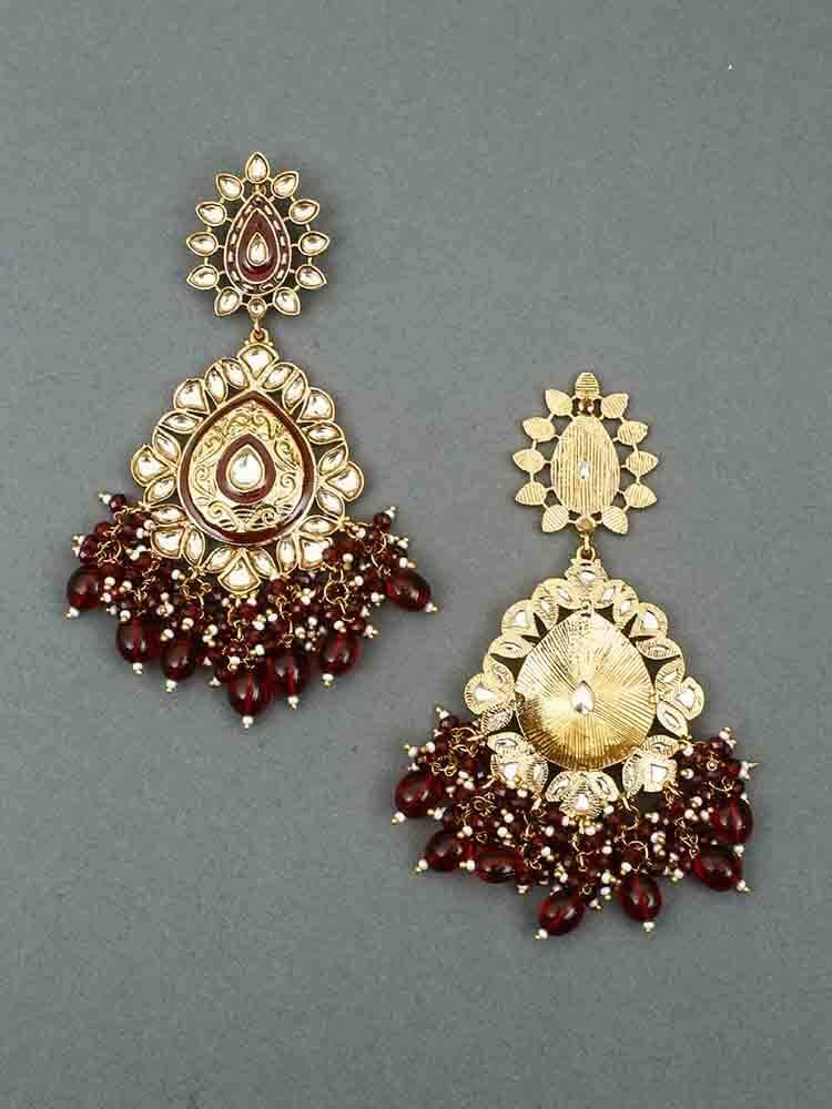 earrings - Bling Bag Maroon Aaritra Designer Earrings