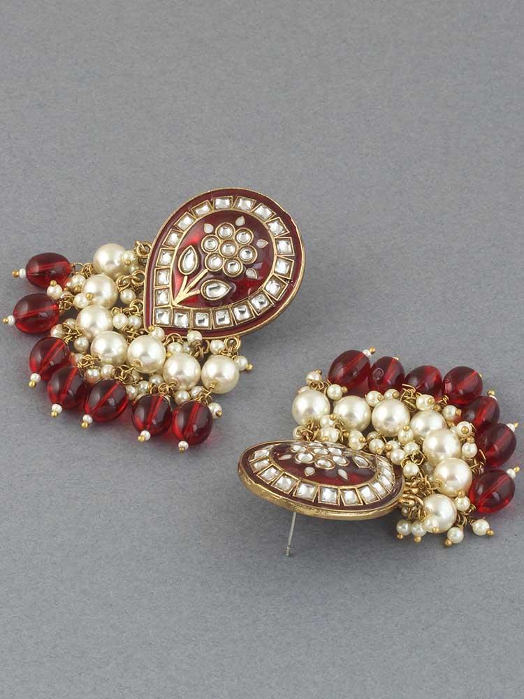 Maroon Charmi Designer Earrings - Bling Bag