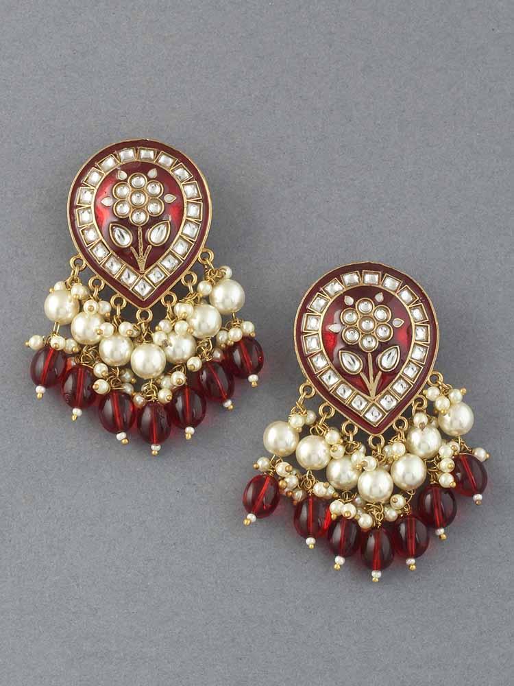 Maroon Charmi Designer Earrings - Bling Bag