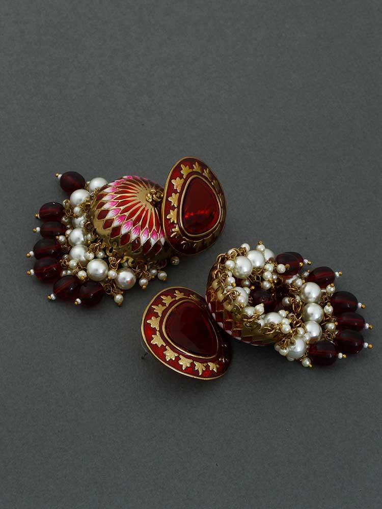 Maroon Chetaki Jhumkis - Bling Bag