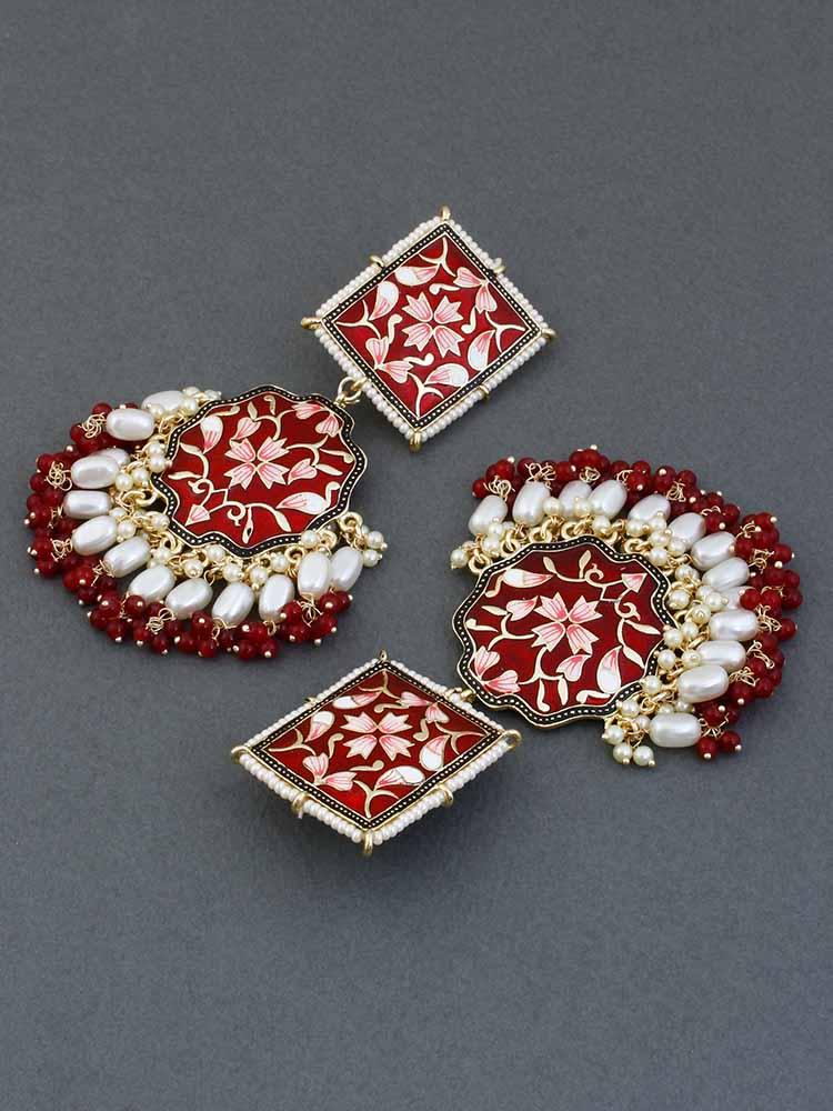 Maroon Disha Designer Earrings - Bling Bag
