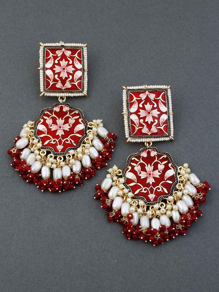 Maroon Disha Designer Earrings - Bling Bag
