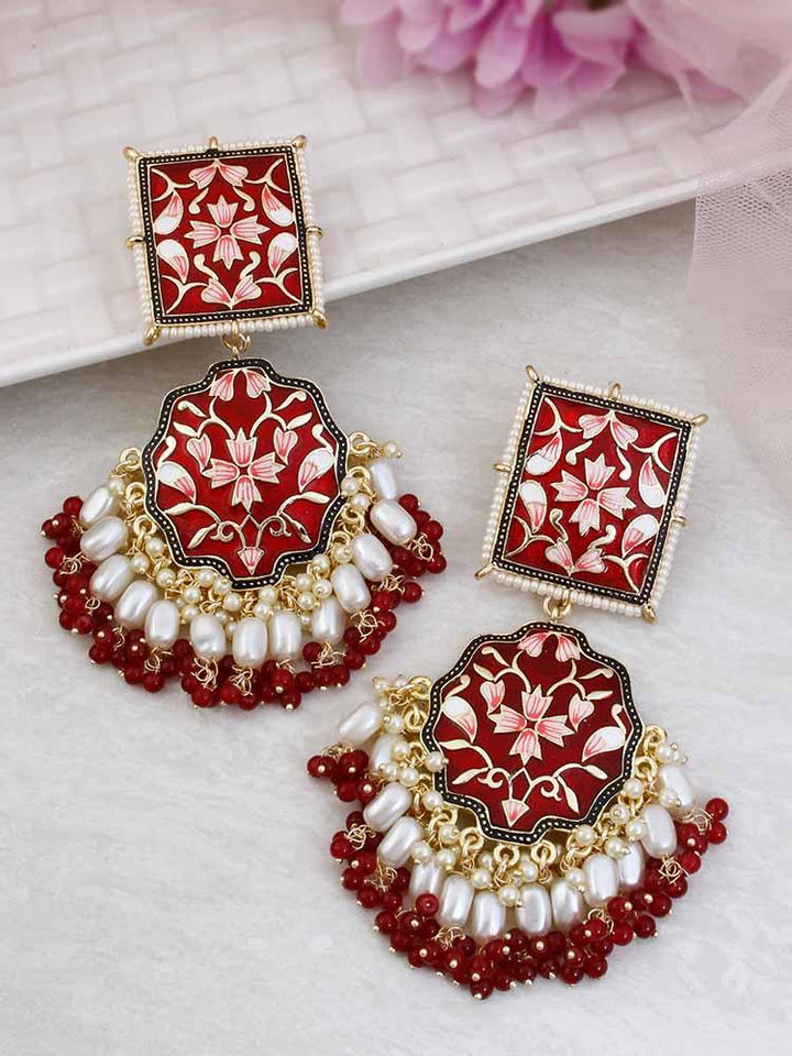Maroon Disha Designer Earrings - Bling Bag