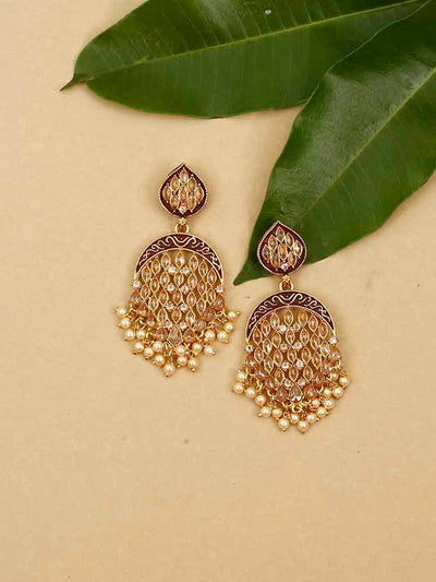 earrings - Bling Bag Maroon Ishika Dangler Earrings