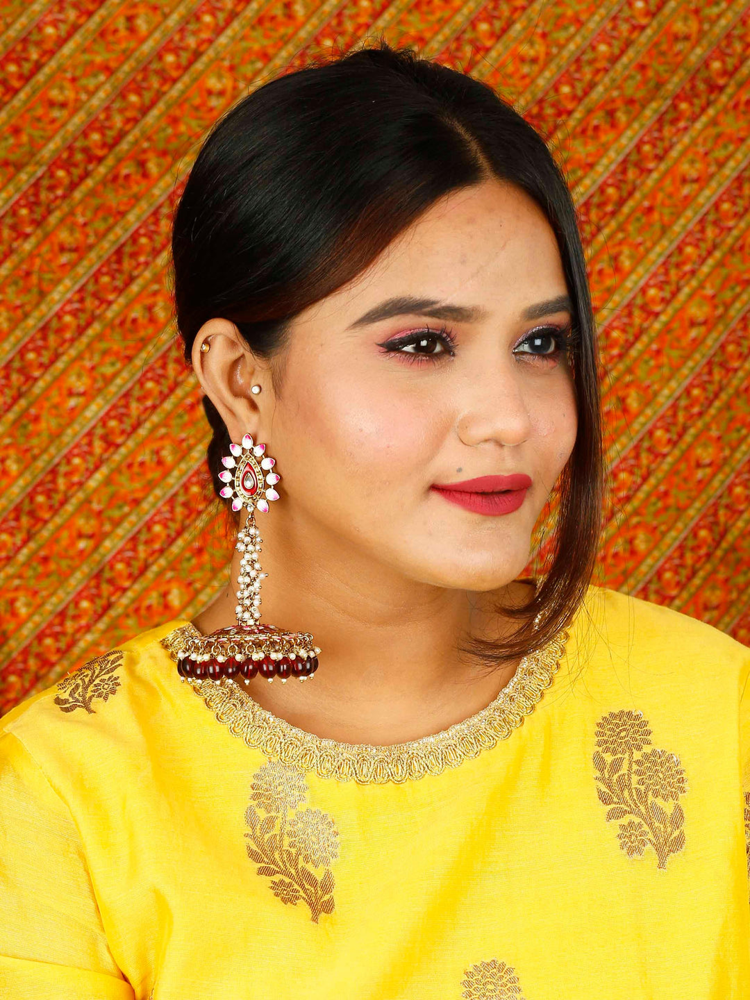 earrings - Bling Bag Maroon Jacki Jhumki Earrings