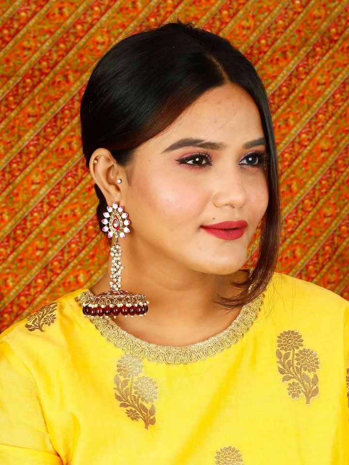 earrings - Bling Bag Maroon Jacki Jhumki Earrings