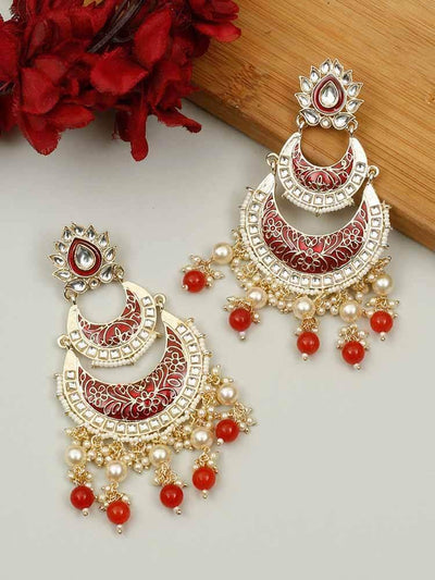 earrings - Bling Bag Maroon Khushal Chaandbali Earrings