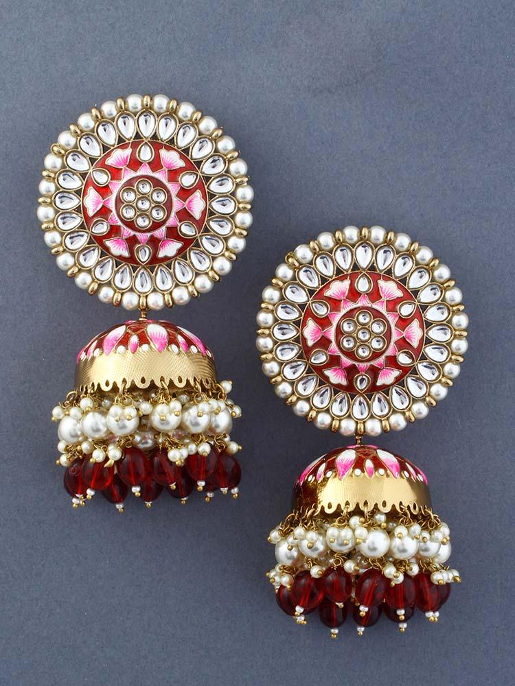 Maroon Kritika Jhumkis - Bling Bag