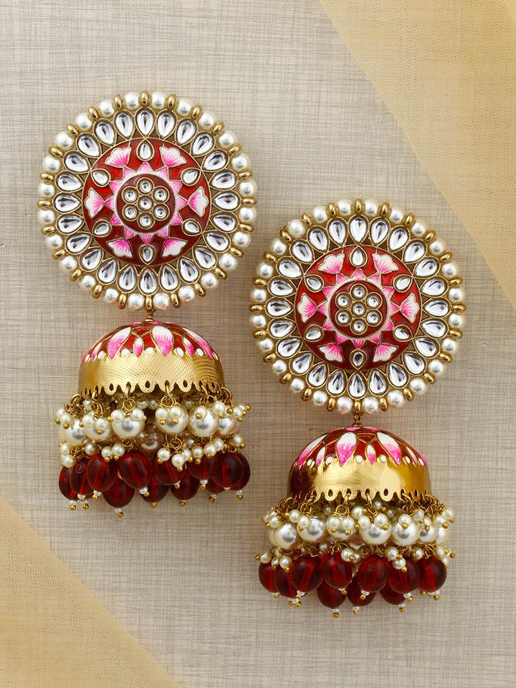 Maroon Kritika Jhumkis - Bling Bag