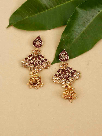 earrings - Bling Bag Maroon Nitara Jhumki Earrings